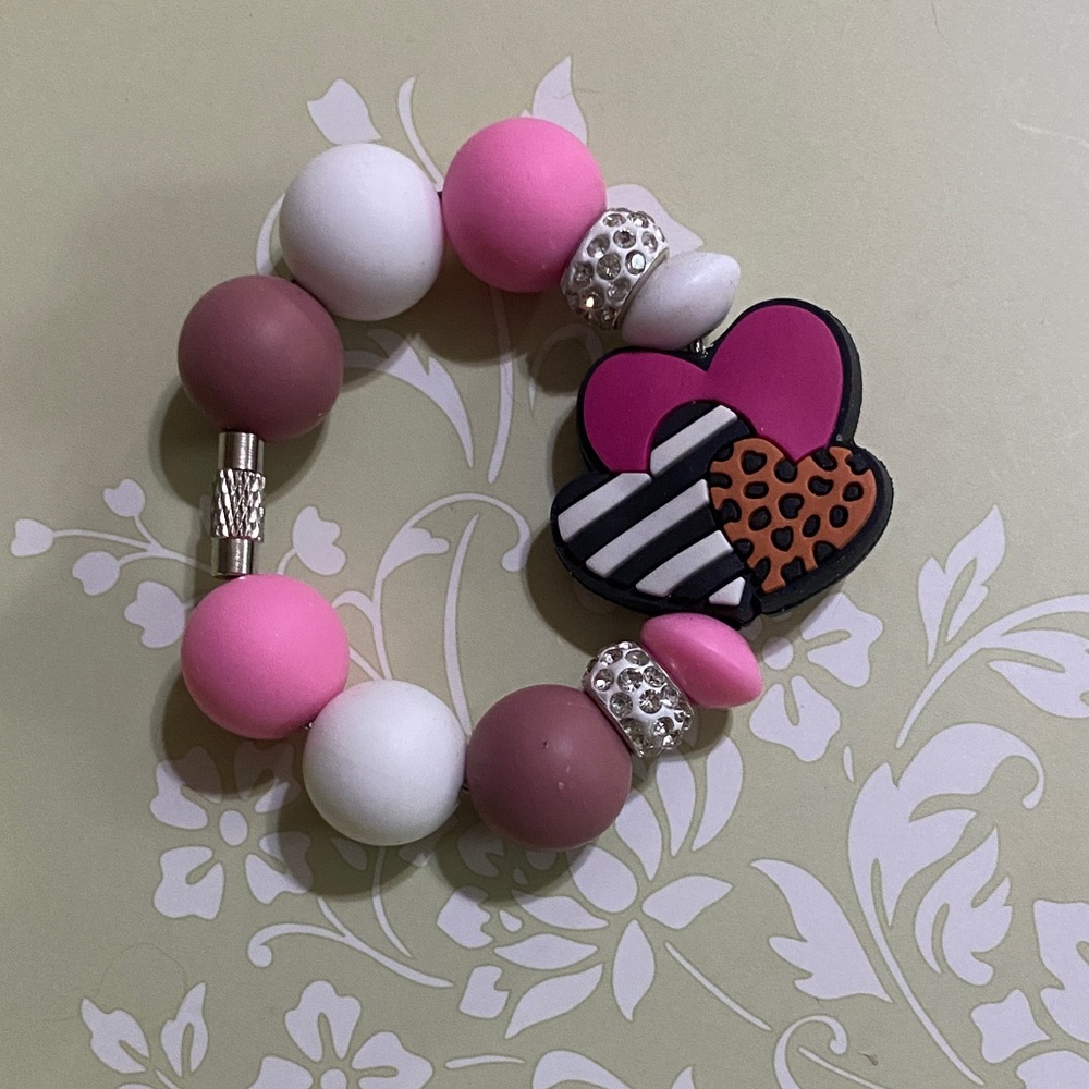 Pink and Brown Heart Stanley Cup Charm